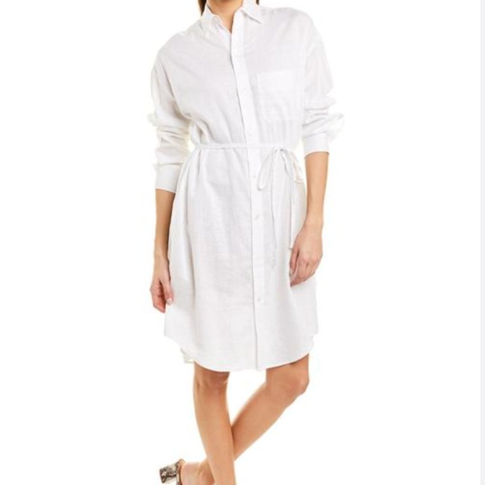 VINCE Oversized Classic Linen-blend Shirtdress